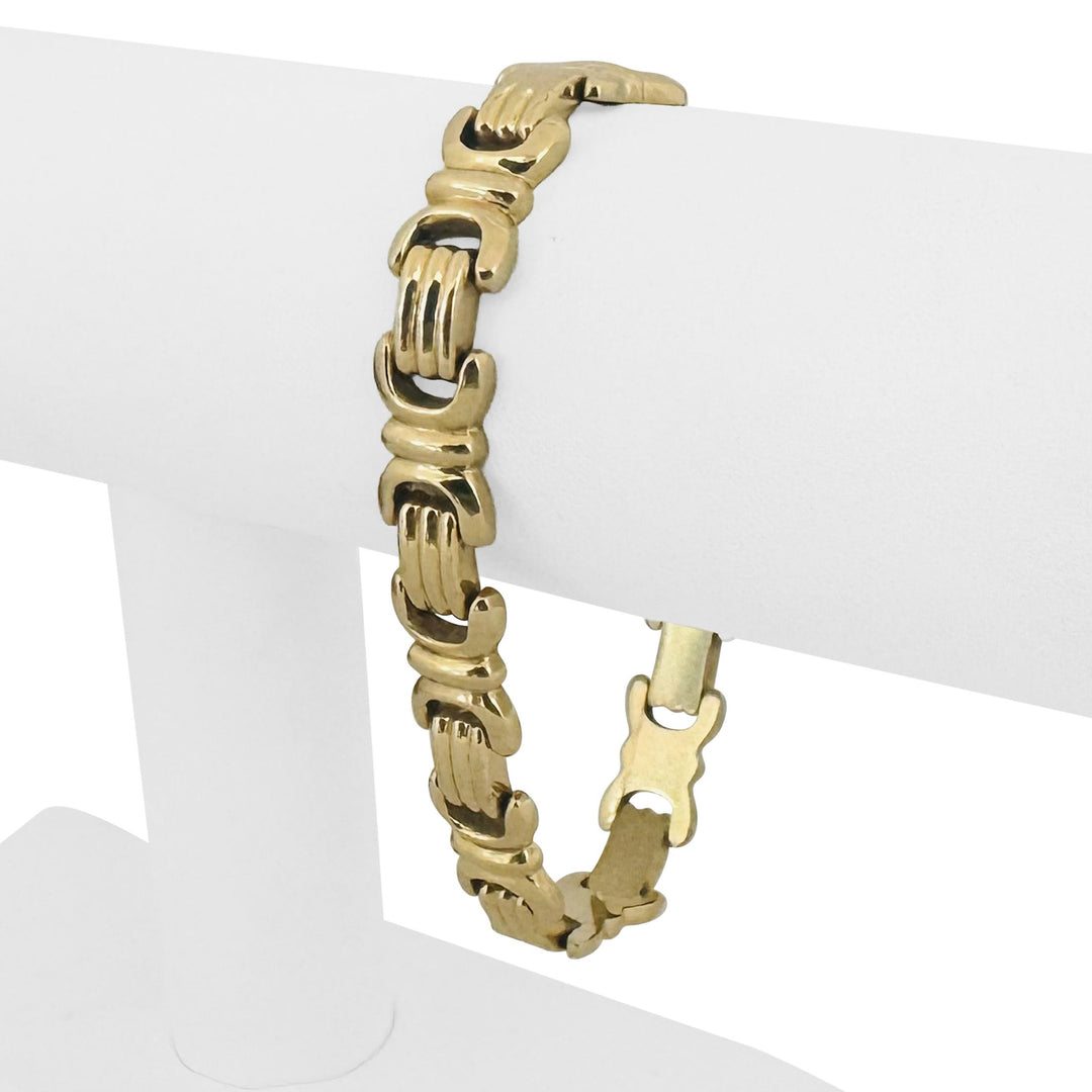 14k Yellow Gold 18.5g Vintage Polished 10.5mm Fancy Link Bracelet Italy 7.5"