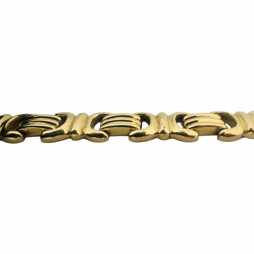 14k Yellow Gold 18.5g Vintage Polished 10.5mm Fancy Link Bracelet Italy 7.5"