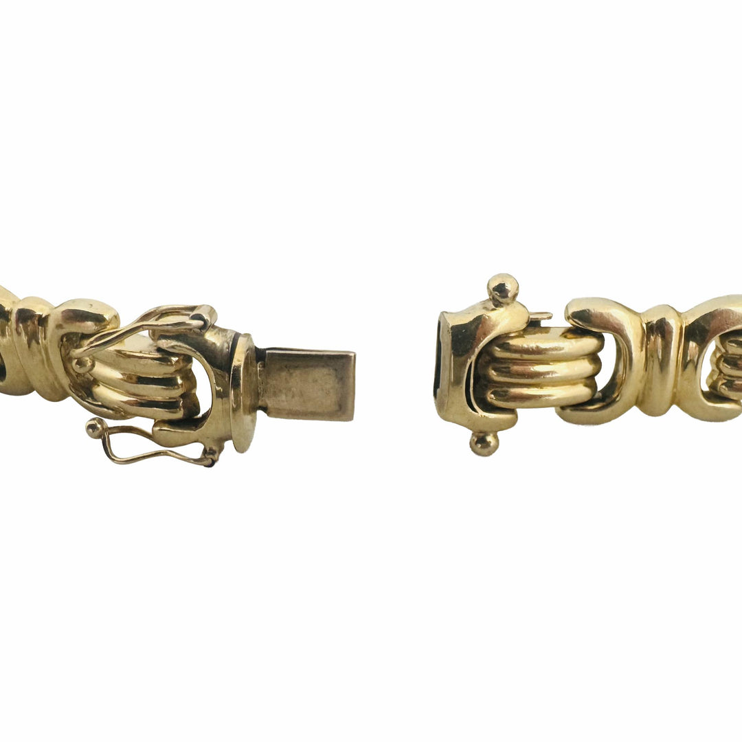 14k Yellow Gold 18.5g Vintage Polished 10.5mm Fancy Link Bracelet Italy 7.5"