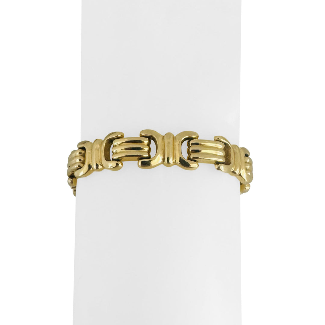 14k Yellow Gold 18.5g Vintage Polished 10.5mm Fancy Link Bracelet Italy 7.5"