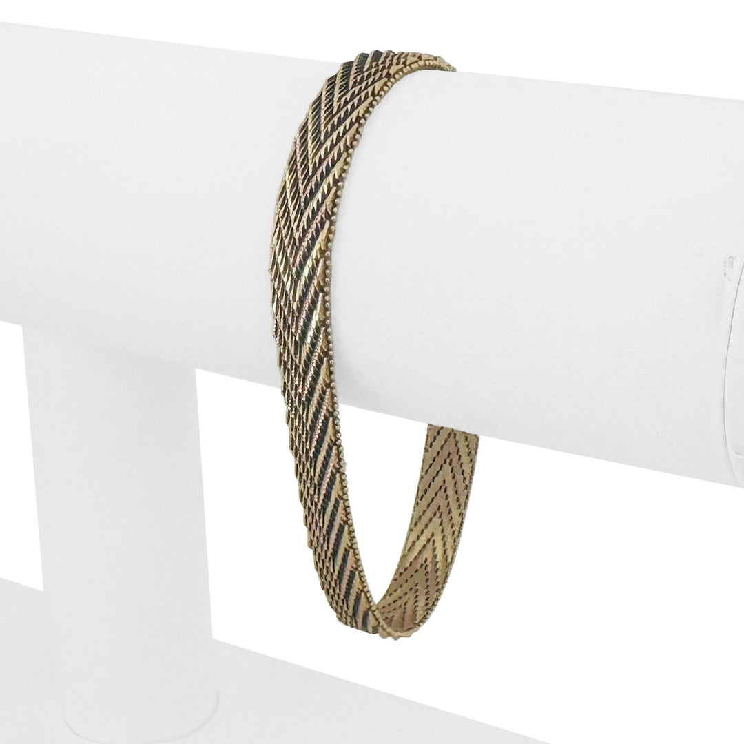 14k Yellow and Rose Gold 20.3g Solid Mirror Bar Foxtail Bracelet 7.25"