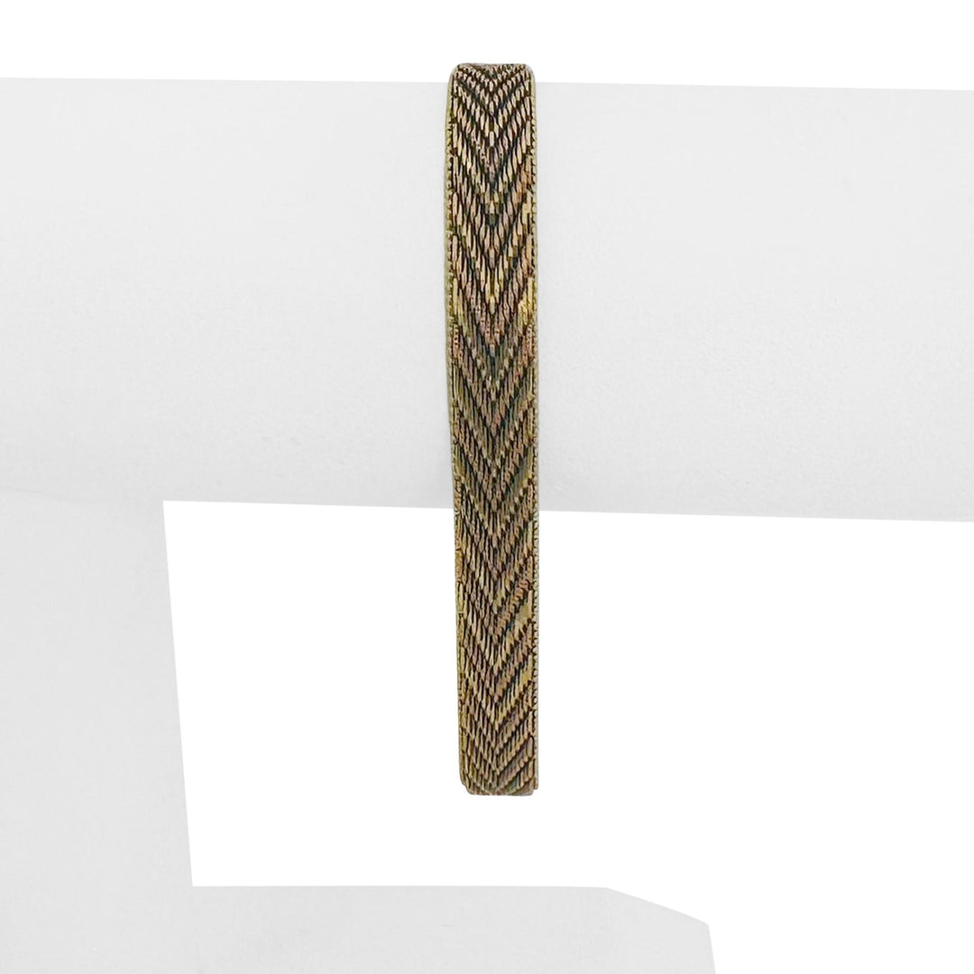 14k Yellow and Rose Gold 20.3g Solid Mirror Bar Foxtail Bracelet 7.25"