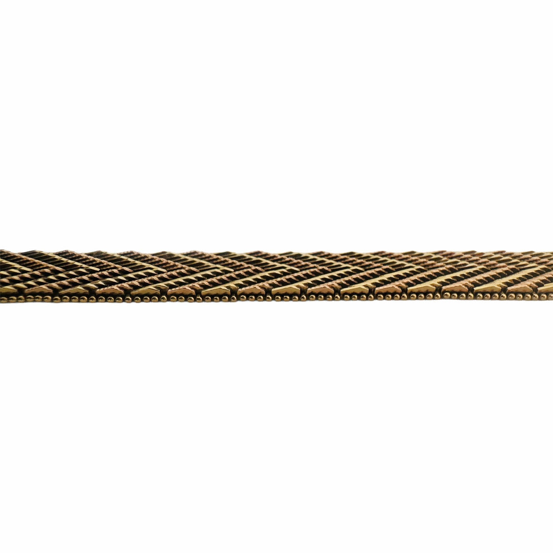 14k Yellow and Rose Gold 20.3g Solid Mirror Bar Foxtail Bracelet 7.25"