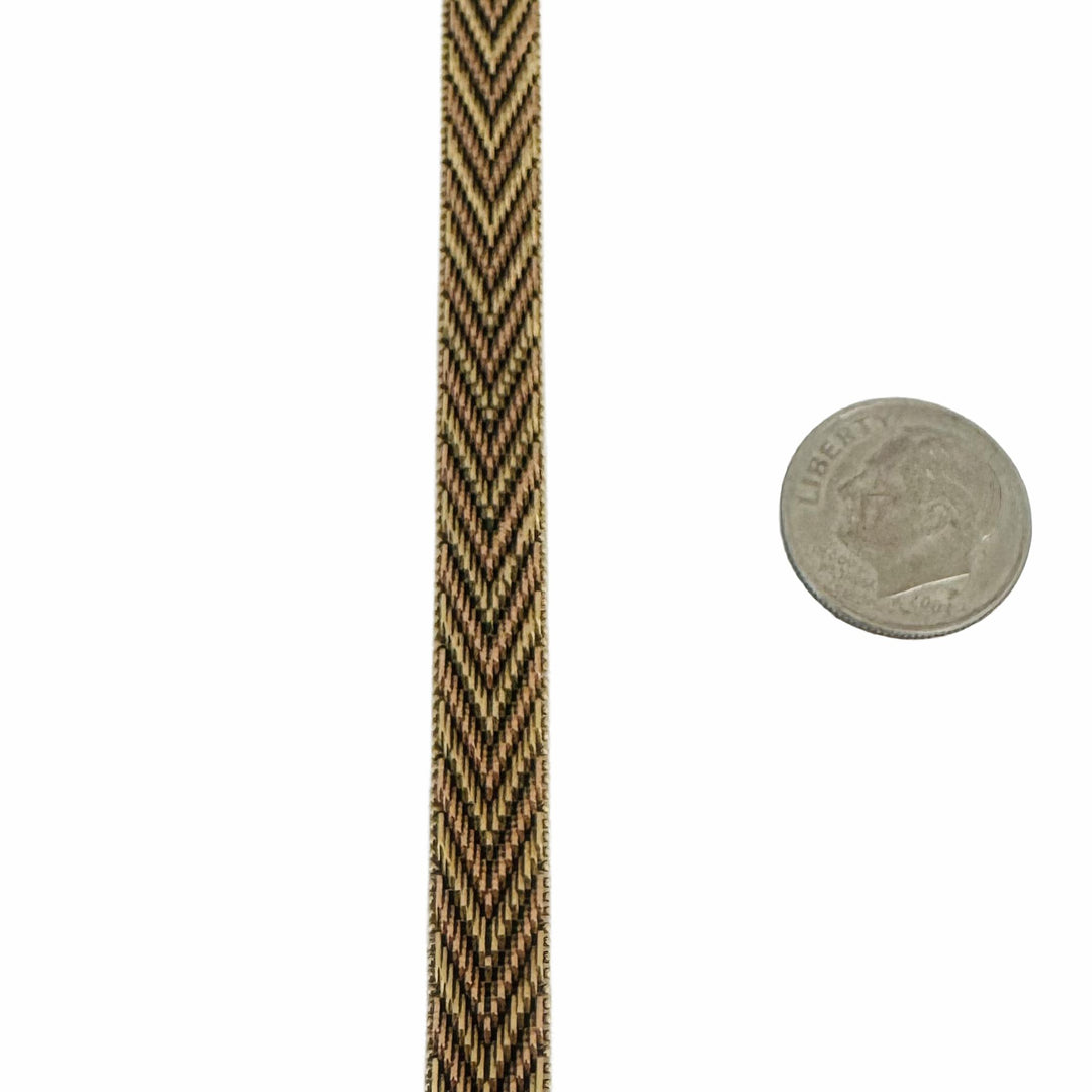 14k Yellow and Rose Gold 20.3g Solid Mirror Bar Foxtail Bracelet 7.25"