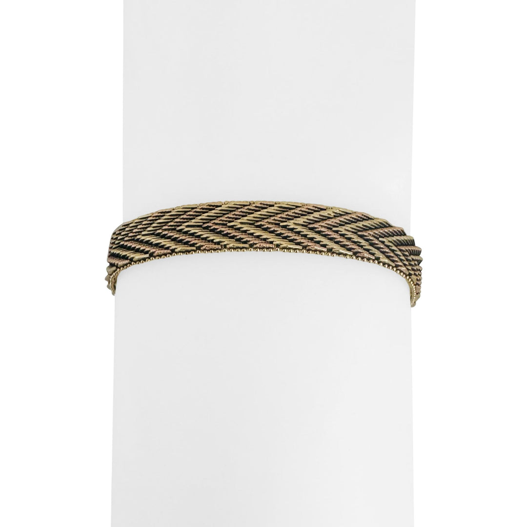 14k Yellow and Rose Gold 20.3g Solid Mirror Bar Foxtail Bracelet 7.25"
