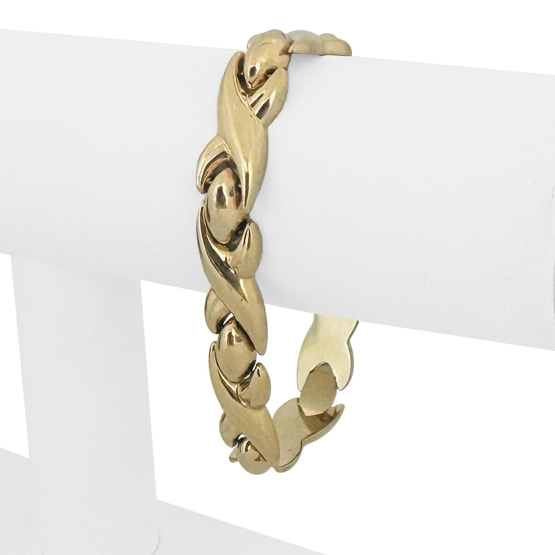 14k Yellow Gold 17.2g Thick 13mm XO Hugs and Kisses Link Bracelet Italy 7.25"