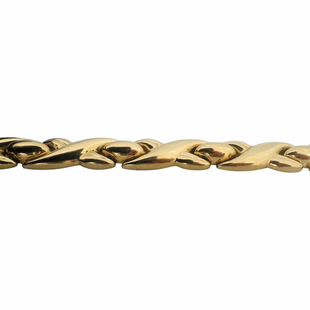 14k Yellow Gold 17.2g Thick 13mm XO Hugs and Kisses Link Bracelet Italy 7.25"