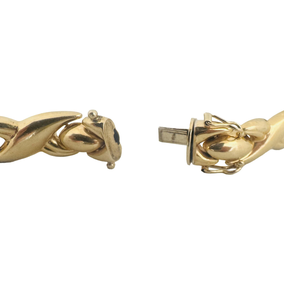 14k Yellow Gold 17.2g Thick 13mm XO Hugs and Kisses Link Bracelet Italy 7.25"