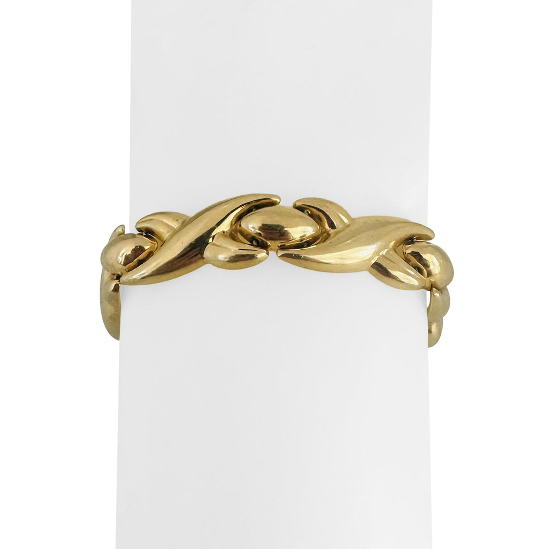 14k Yellow Gold 17.2g Thick 13mm XO Hugs and Kisses Link Bracelet Italy 7.25"