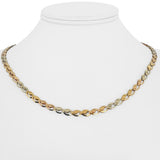 14k Yellow White and Rose Gold 9.4g Fancy Link Chain Necklace Italy 18"