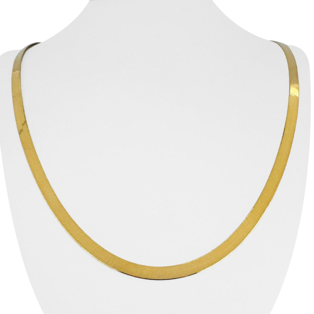 14k Yellow Gold 10.6g Milor Flat Silky 4.5mm Herringbone Link Necklace Italy 24"