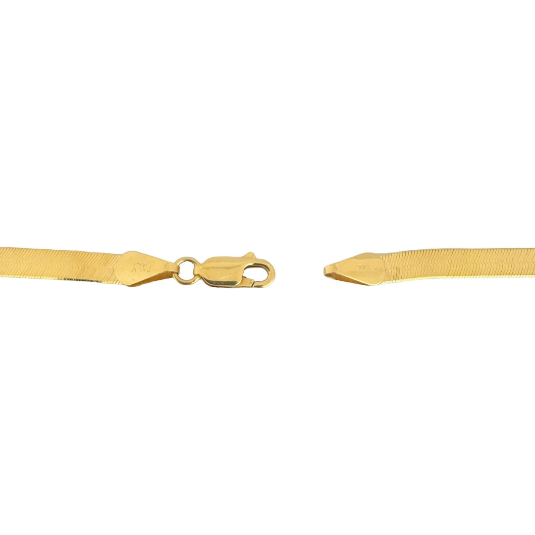 14k Yellow Gold 10.6g Milor Flat Silky 4.5mm Herringbone Link Necklace Italy 24"