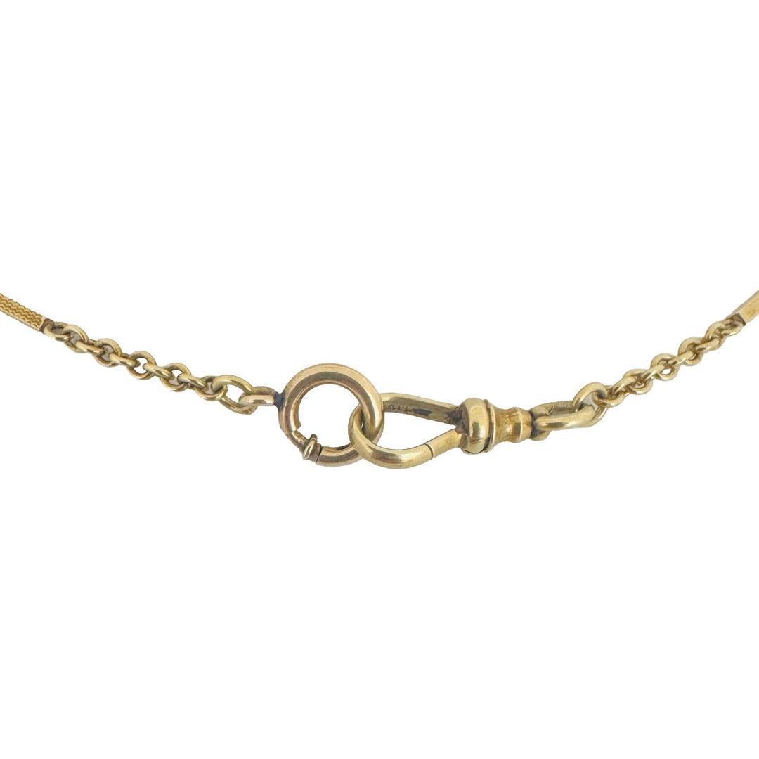 14k Yellow Gold 9.4g Vintage Solid Cable and Bar Link Dog Clip Watch Chain 13"