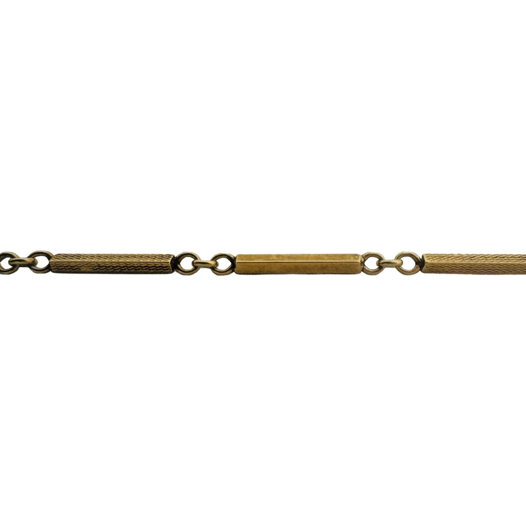 14k Yellow Gold 9.4g Vintage Solid Cable and Bar Link Dog Clip Watch Chain 13"