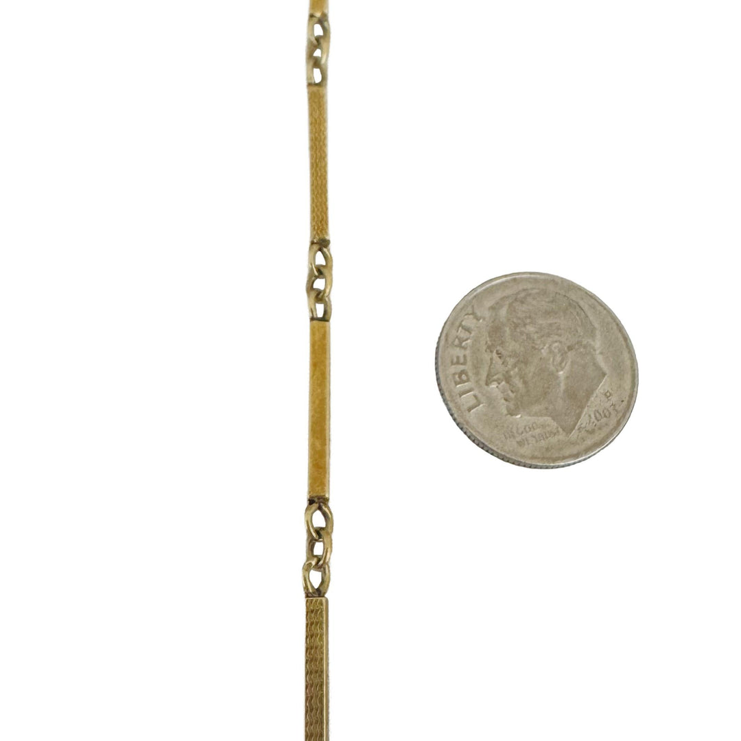 14k Yellow Gold 9.4g Vintage Solid Cable and Bar Link Dog Clip Watch Chain 13"