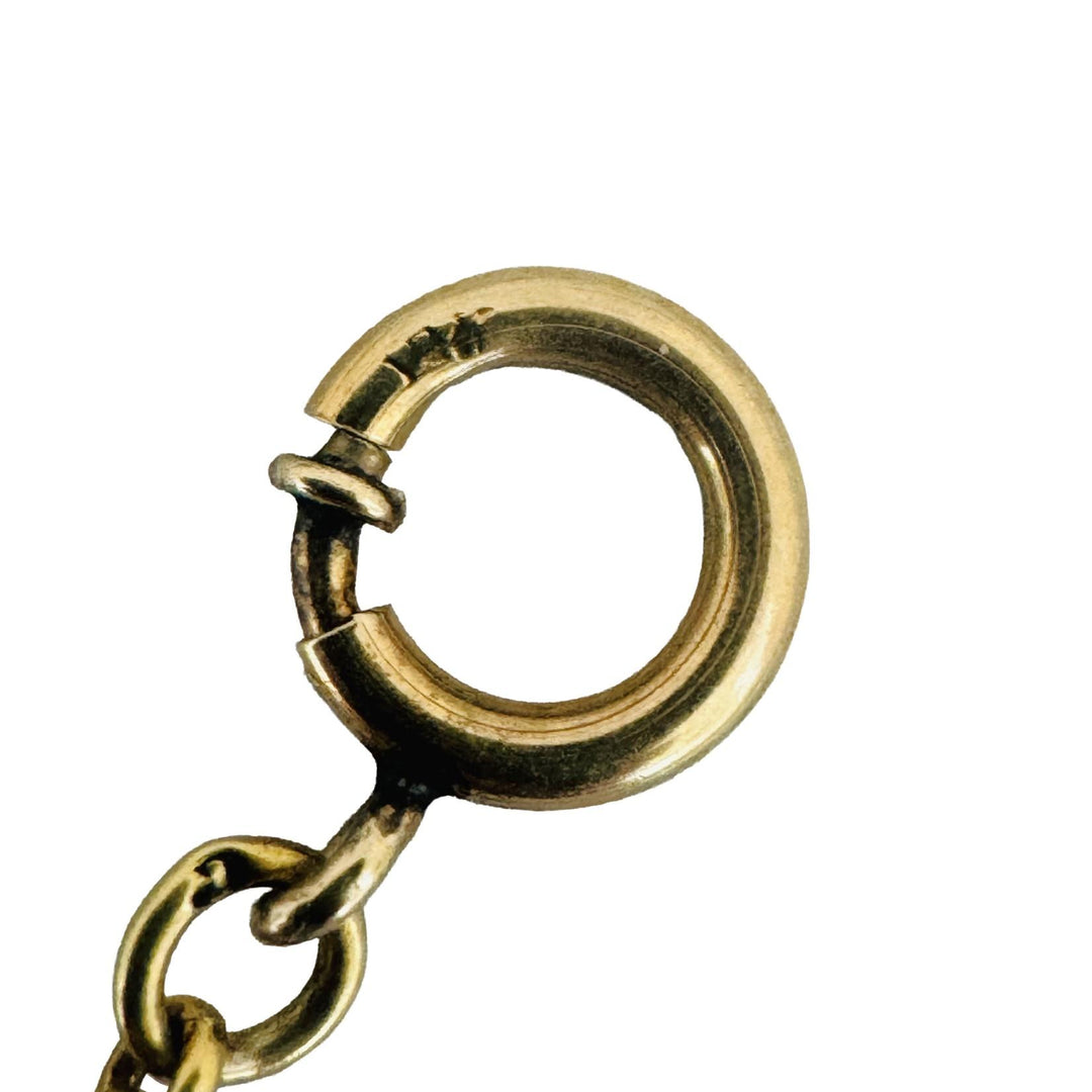 14k Yellow Gold 9.4g Vintage Solid Cable and Bar Link Dog Clip Watch Chain 13"