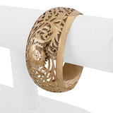 12k Rose Gold 36.4g Very Large Solid Vintage Floral Cuff Bracelet 7.5"