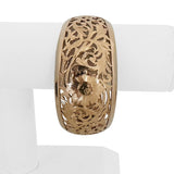 12k Rose Gold 36.4g Very Large Solid Vintage Floral Cuff Bracelet 7.5"