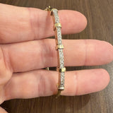 14k Yellow Gold and Diamond Vintage 14g Bangle Bracelet 6.75"