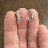 14k White Gold and 0.45cttw Vintage Diamond Hoop Huggie Earrings