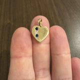 14k Yellow Gold Sapphire and Diamond Polished Heart Charm Pendant