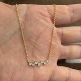 14k Yellow Gold and 0.30cttw Bezel Set Diamond Station Pendant Necklace 18"