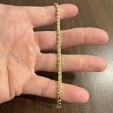 14k Yellow Gold and 1cttw Diamond Solid Bar Link Tennis Bracelet 7"