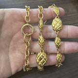 Chanel Vintage Gold Plated Heavy 110g Fancy Cable Link Chain Necklace France 34"