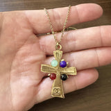 Chanel Vintage Gold Plated Long Cross Pendant Necklace 30"