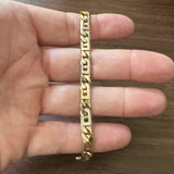 14k Two Tone Gold 19.4g Solid Men's Fancy Figarucci Link Bracelet Italy 8.25"