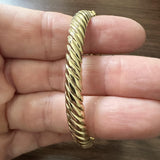 18k Yellow Gold 32.3g Solid Heavy 9mm Ribbed Spiral Bangle Bracelet 6.75"