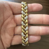 18k Yellow Gold and 2.75cttw Diamond 44.2g Heavy Fancy Link Bracelet 7.5"