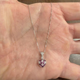 14k White Gold Ruby and Diamond Heart Pendant Necklace 18"