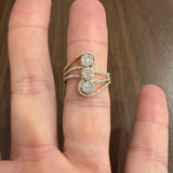 14k White and Rose Gold 0.60cttw Diamond Cluster Three Band Ring Size 7