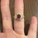 18k Yellow Gold Ruby and 0.50cttw Baguette Diamonds Vintage Ring Size 8