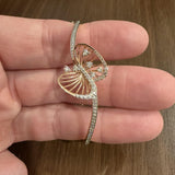 18k Rose Gold and 0.50cttw Diamond Butterfly Bangle Bracelet 6.5"