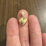 14k Yellow Gold and Flush Set Diamond Satin Finish Heart Pendant