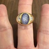 18k Yellow Gold Star Sapphire and 0.50cttw VS Diamond Vintage Ring Size 9.25