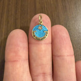 18k Yellow Gold Enamel and Diamond Lucky Star Vintage Charm