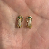 18k Yellow Gold Emerald and 0.15cttw Diamond Solid Huggie Clip On Earrings