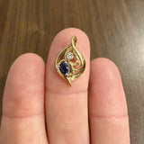 14k Yellow Gold Sapphire and Diamond Vintage Pendant
