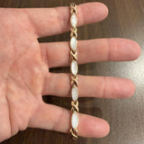 14k Rose Gold and Inlay Mother of Pearl XO Link Bracelet 7"