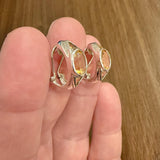 14k White Gold and Citrine 6g Solid Huggie Earrings