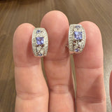 Effy 14k White Gold Tanzanite and 0.50cttw Diamond Huggie Earrings