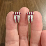18k White Gold 1.90cttw Ruby and Diamond Vintage Huggie Earrings