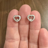 18k White Gold and 0.50cttw Diamond Floating Heart Stud Earrings