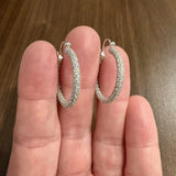 18k White Gold and 3.50cttw Pave Set Diamond Hoop Earrings 1.25"