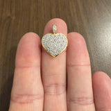 18k Yellow and White Gold Pave Diamond Vintage Heart Pendant 1"