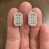 14k White Gold and 0.25cttw Diamond Vintage Filigree Stud Earrings