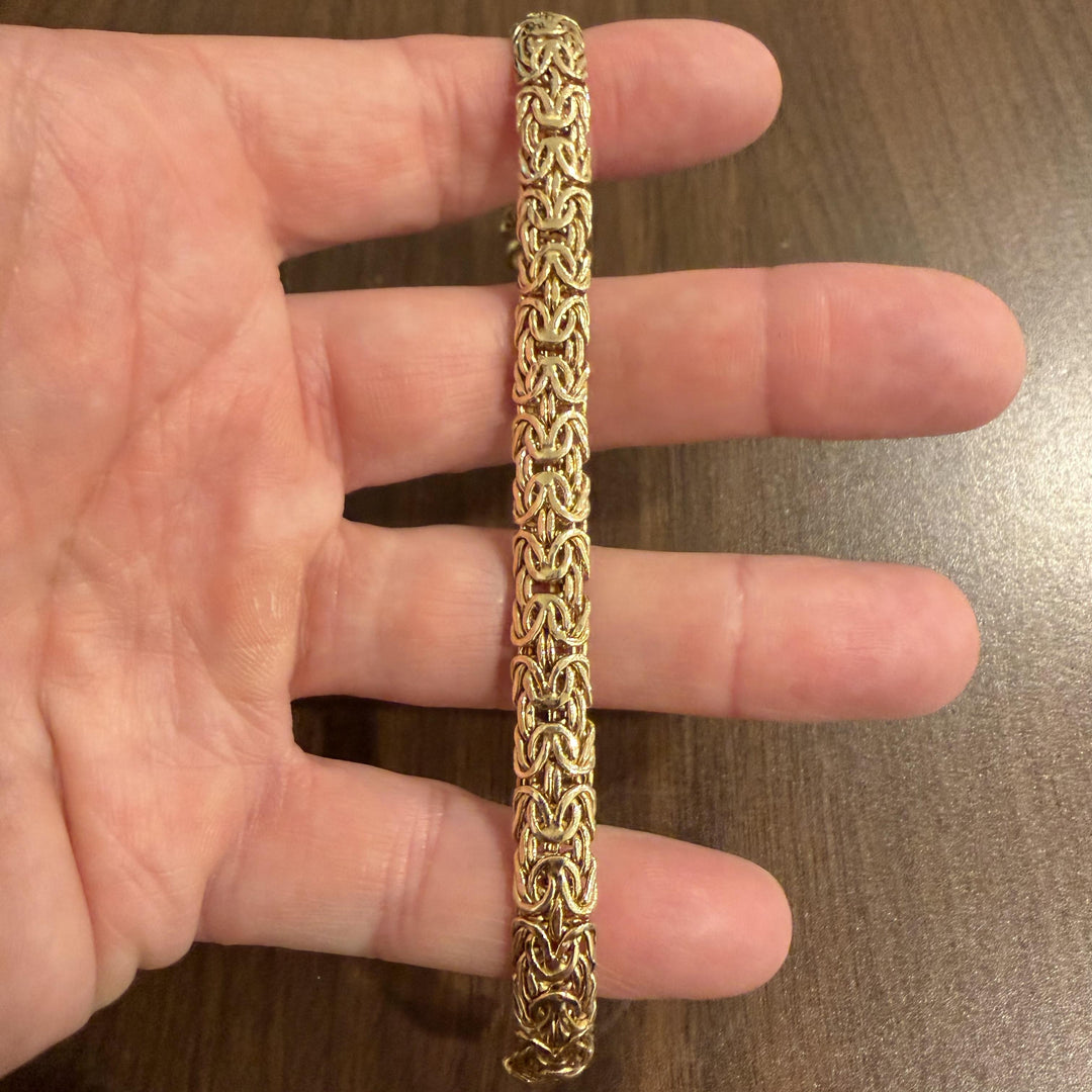 14k Yellow Gold 11.5g Ladies Thick 8.5mm Byzantine Link Bracelet Turkey 8"